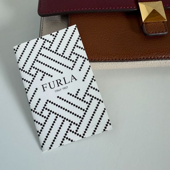 NWT Furla Metropolis Leather Colorblock Continental Wallet in Maroon Brown Slate - Picture 9 of 10